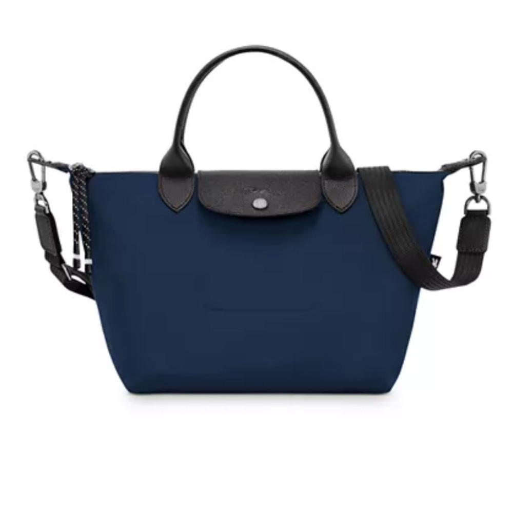 Le Pliage Energy Small Crossbody Tote Navy Blue/Black leather. NWT